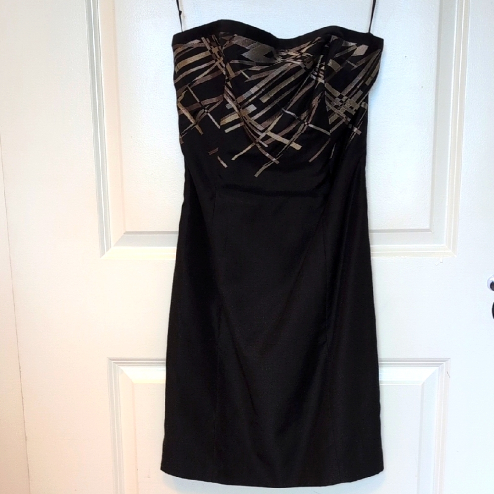 Georgiou Metallic Geometric Strapless Cocktail Dress - size 2